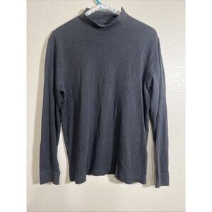 Lands End Men's 100% Cotton Shirt Size M 39-40 Mock Turtleneck Gray Long Sleeve